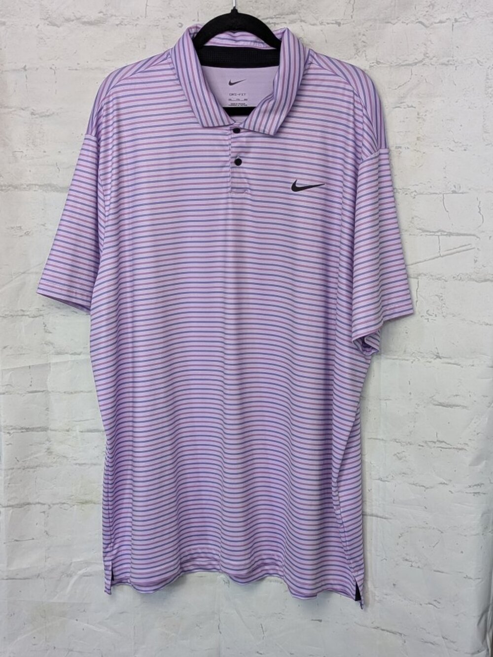 Nike Men's Dri-FIT Striped Golf Polo Shirt Lavender Lilac XXL EUC - Picture 2 of 5
